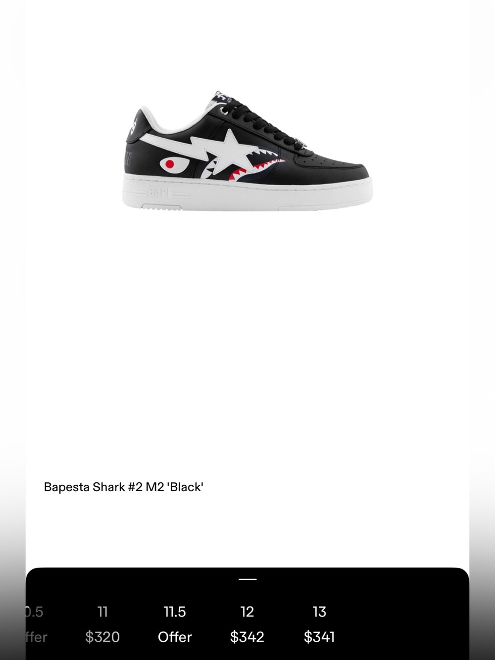 Bape Bapesta Shark Low Black m2
